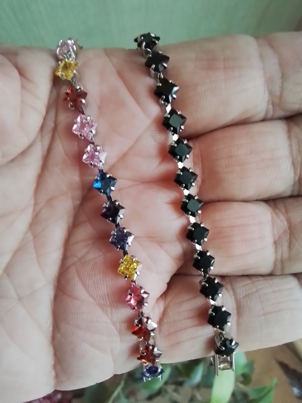 Pretty Bird Multicolor & Black Star-Cut CZ Bracelets